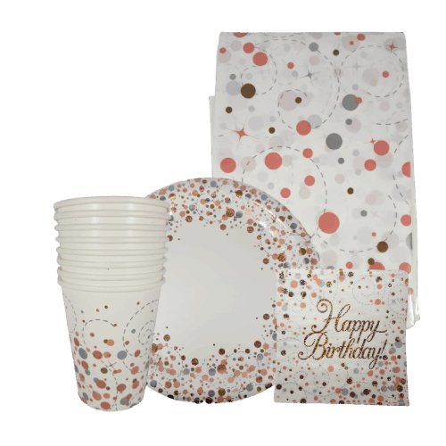 Sparkling Fizz Rose Gold Tableware Party Set